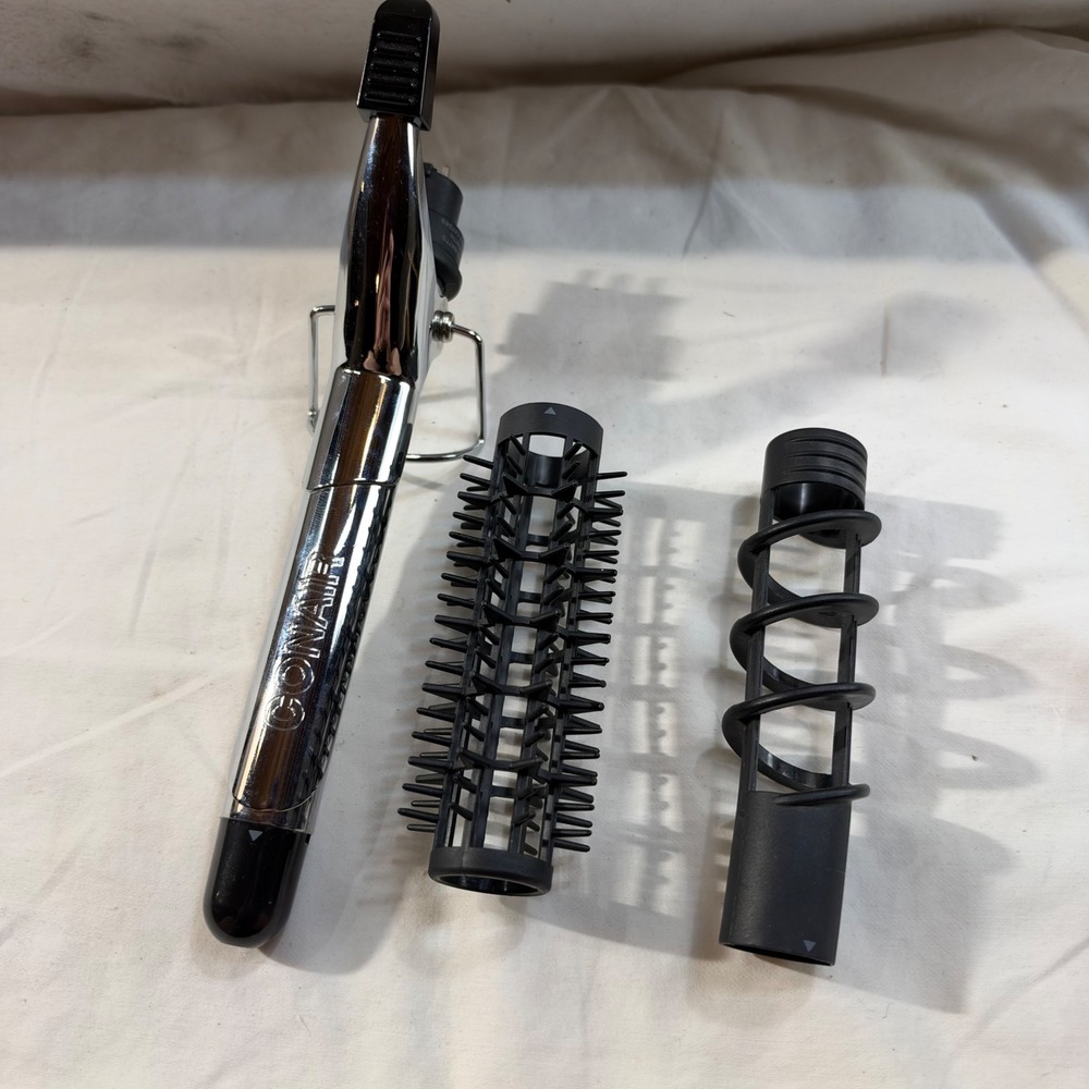 Conair CA-43 Curling Iron Attachment Set Brush Spiral Sleeve Chrome 85W 4-Pin
